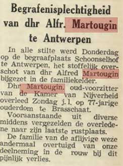 Krantenartikel begrafenis Martougin